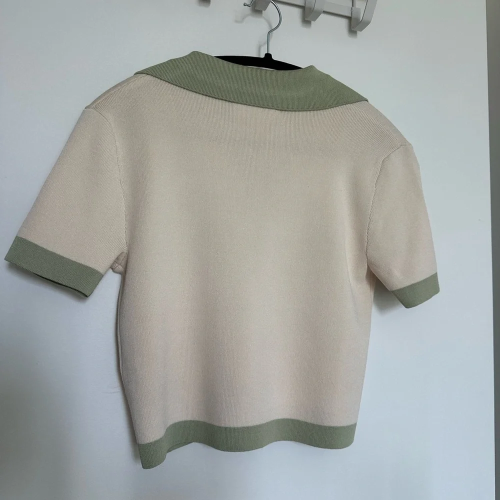 OAK + FORT Cream and Green Knit Cardigan - Picture 2 of 3